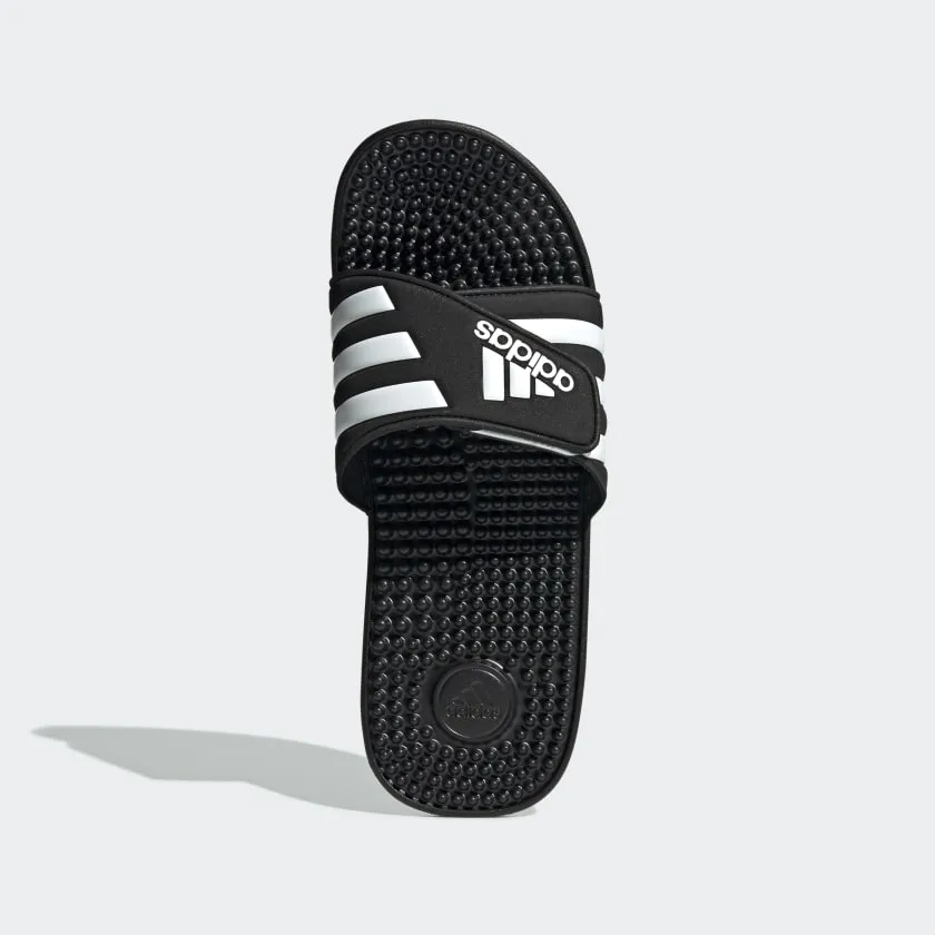 adidas ADISSAGE Adjustable Rubber Slides | Black-White | Men's
