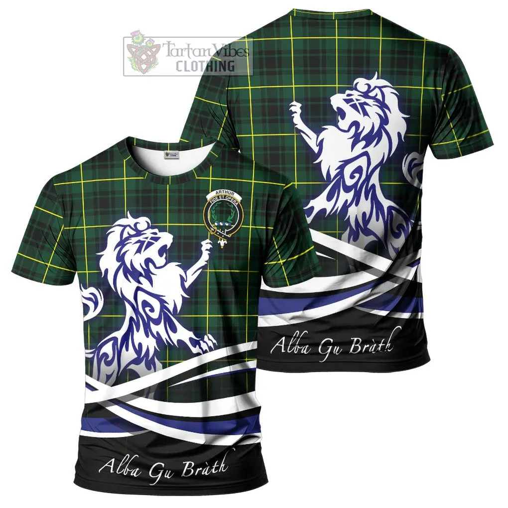 Arthur Modern Tartan Cotton T-shirt with Alba Gu Brath Regal Lion Emblem