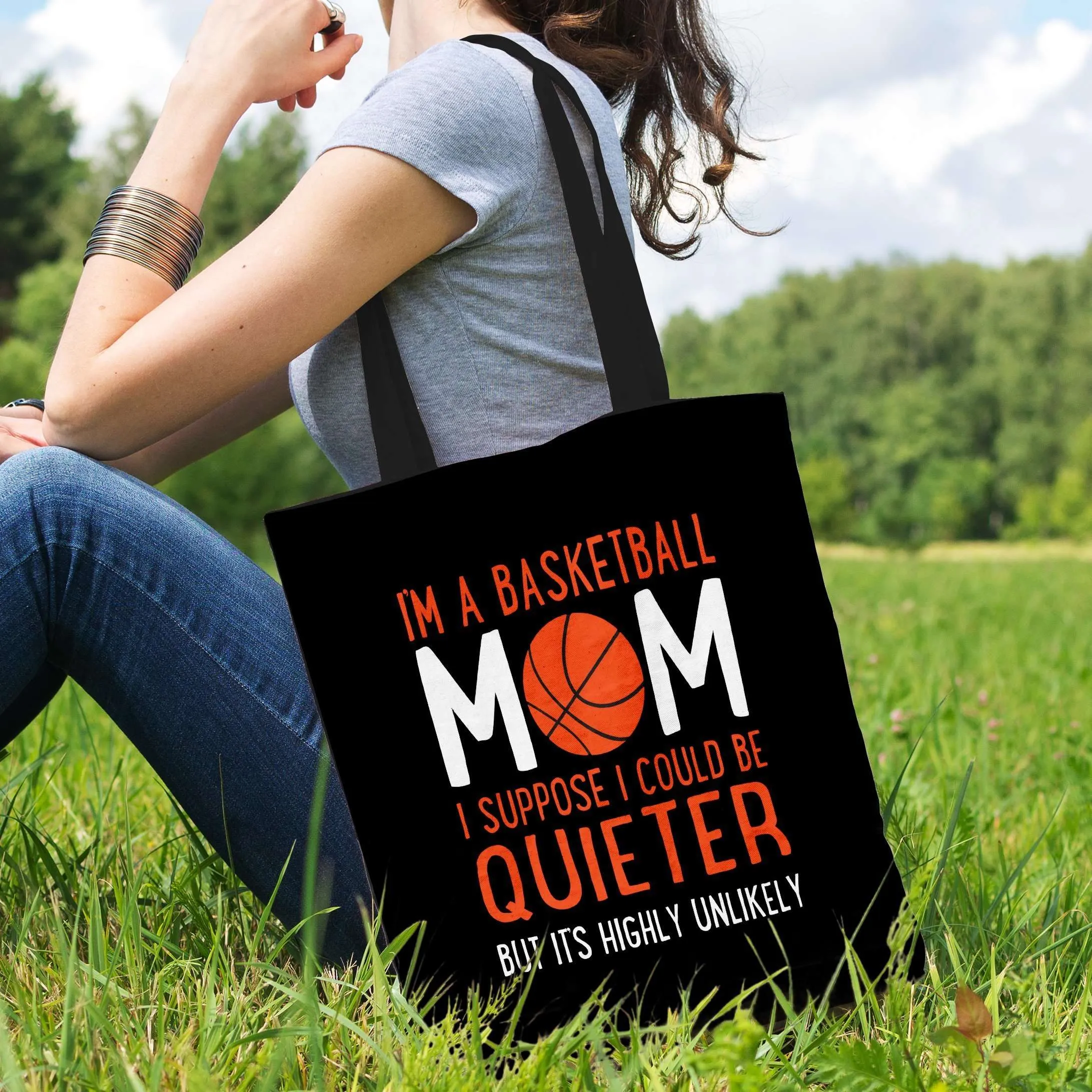 Basketball Mom Fabric Totebag Reusable Shopping Tote