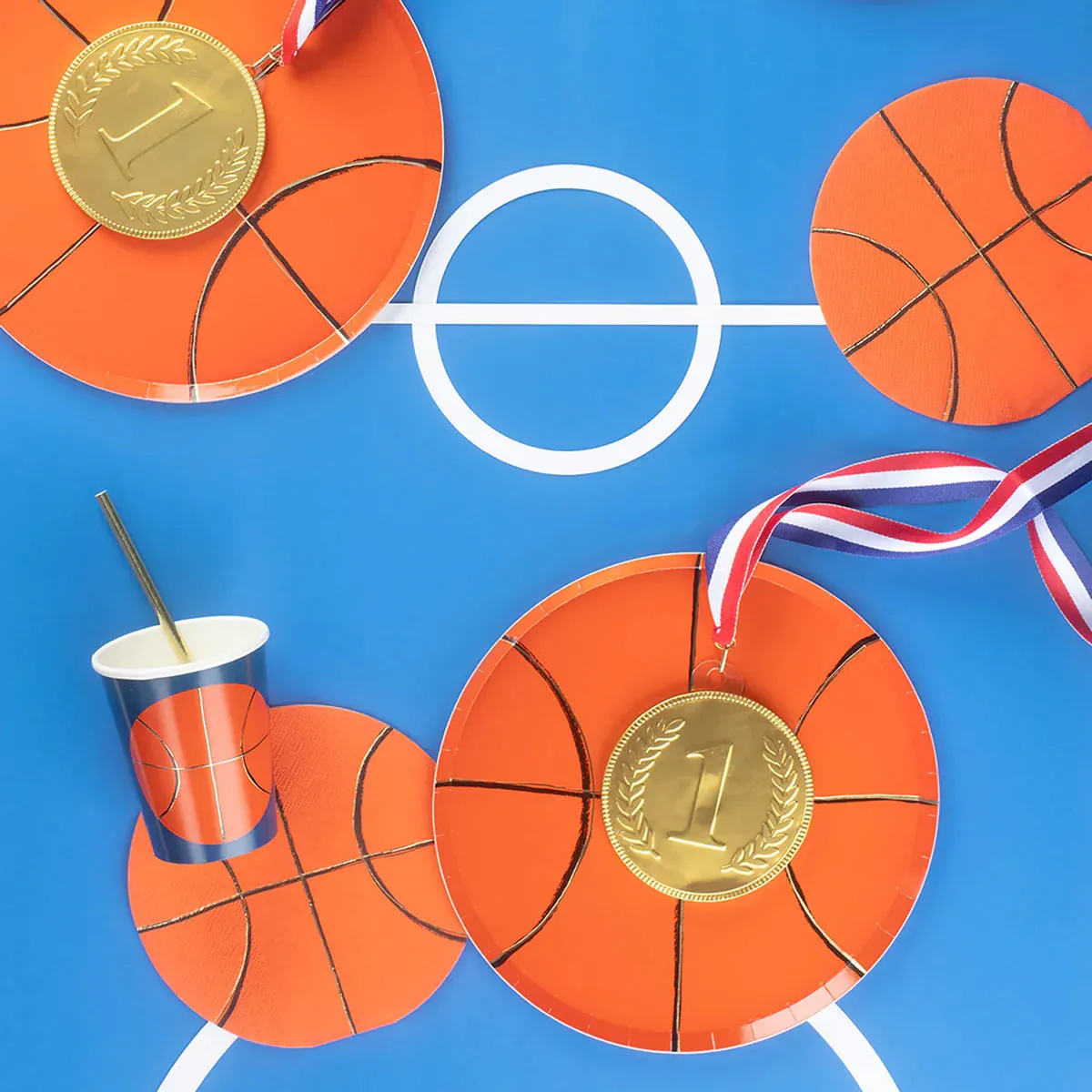 Basketball Napkins, Set of 16 Basketball Napkins by Meri Meri, 6.5" Diameter