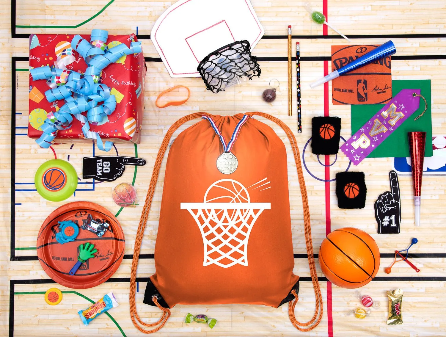 Basketball Swoosh Polyester Drawstring Bag