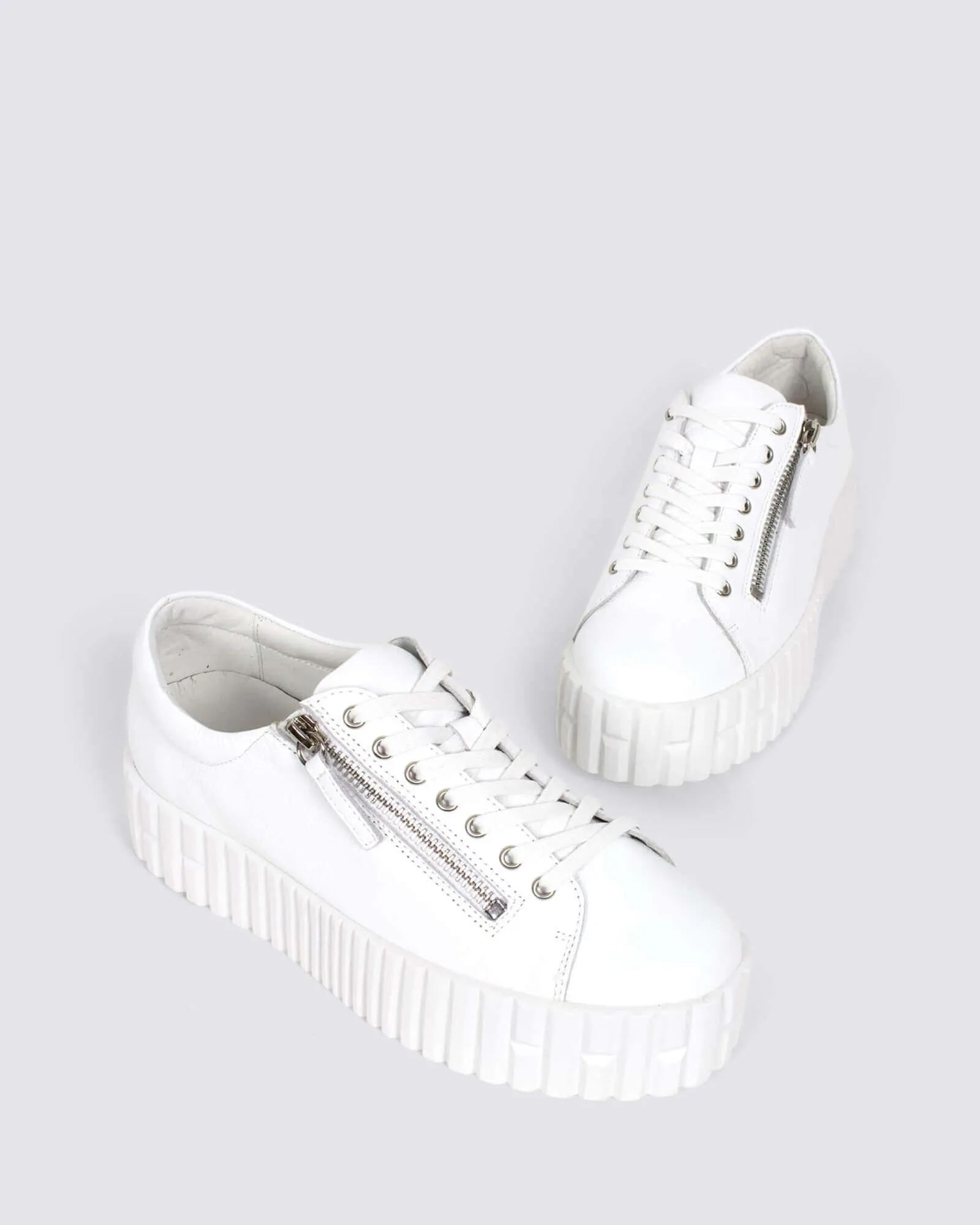 BONGOE PLATFORM SNEAKERS WHITE LEATHER