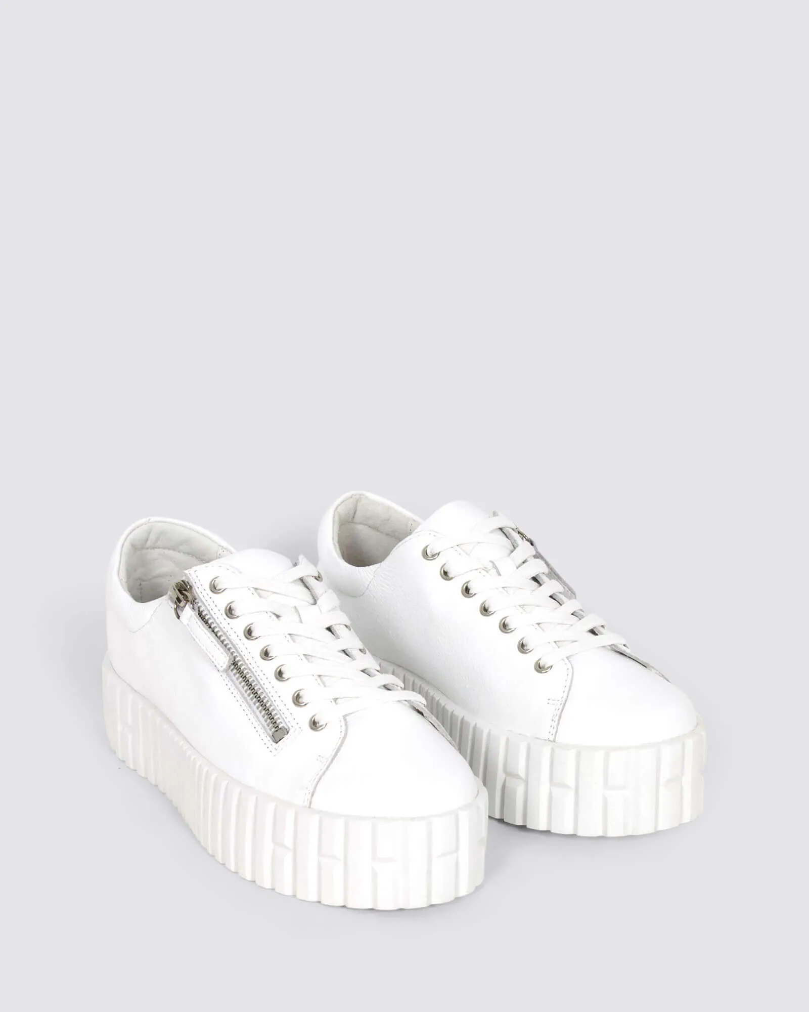 BONGOE PLATFORM SNEAKERS WHITE LEATHER