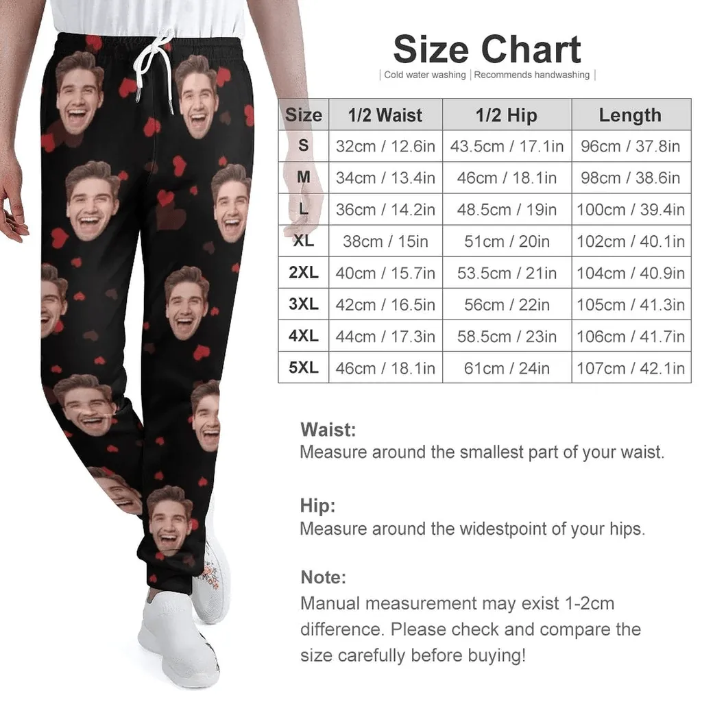 Custom Face Love Heart Unisex All Over Print Hoodie & Sweatpants Personalized Face Unisex Loose Hoodie Custom Top Outfits