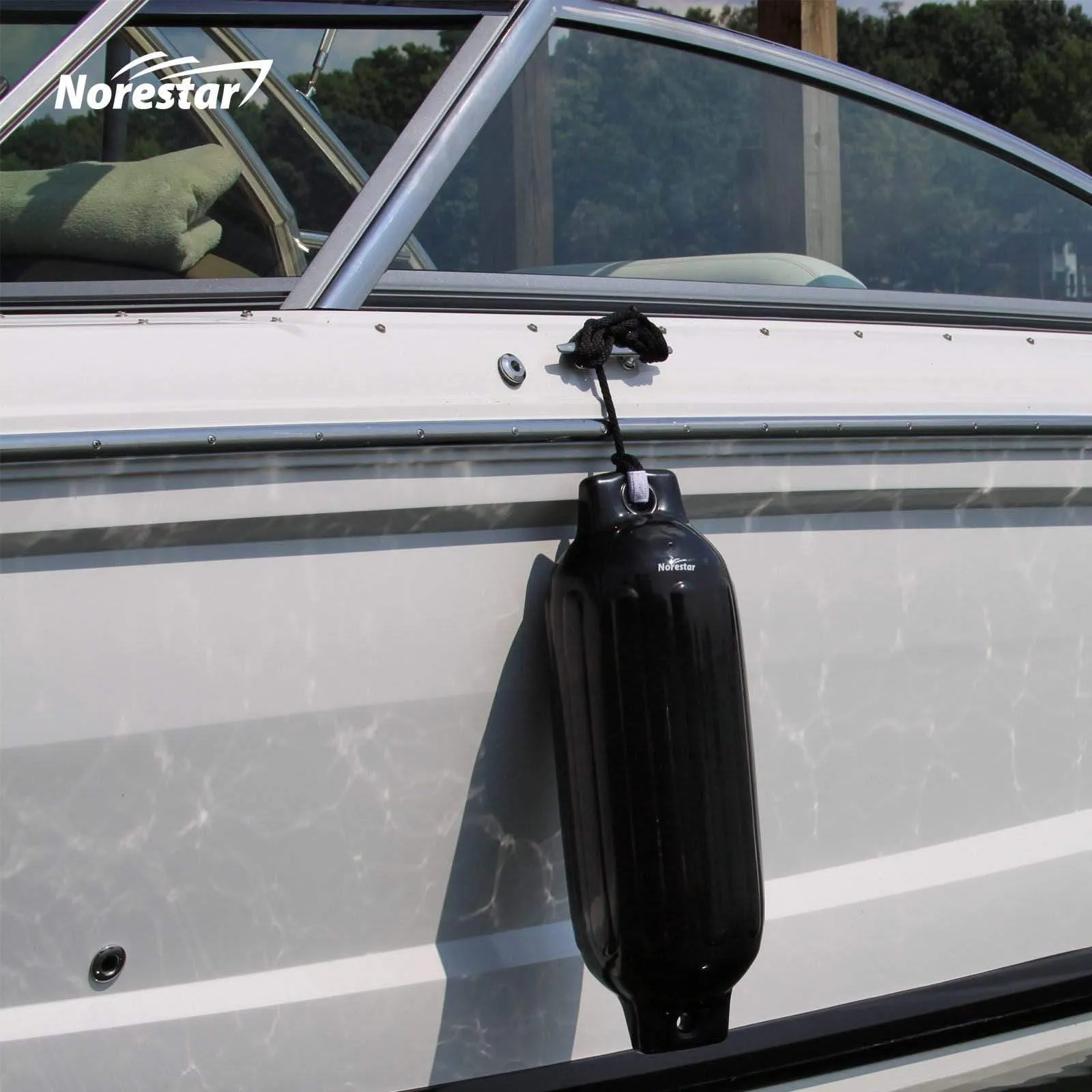 Double-Eye Ribbed Boat Fender, Deflated