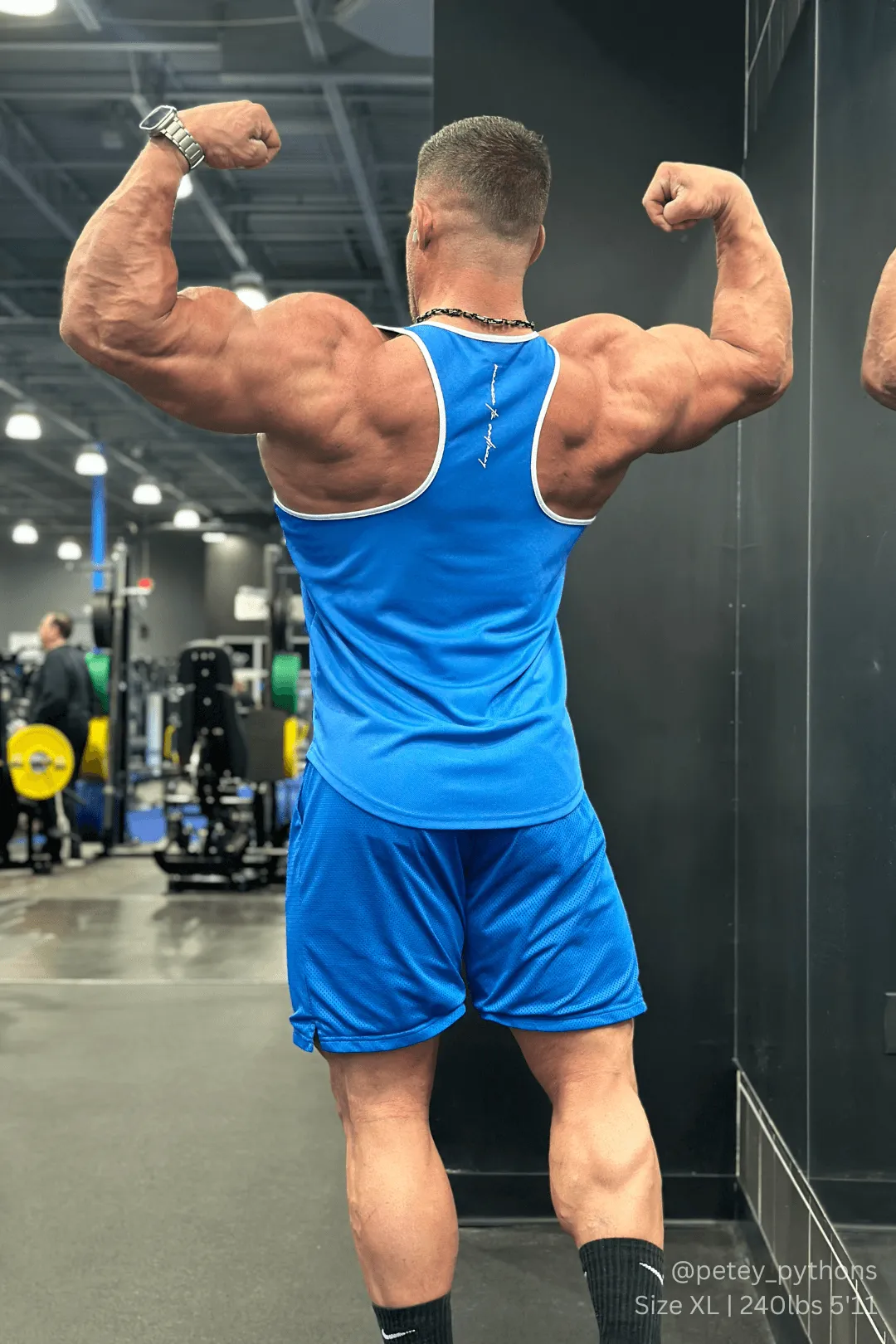 Fast-Dry Bodybuilding Workout Stringer - Blue with White