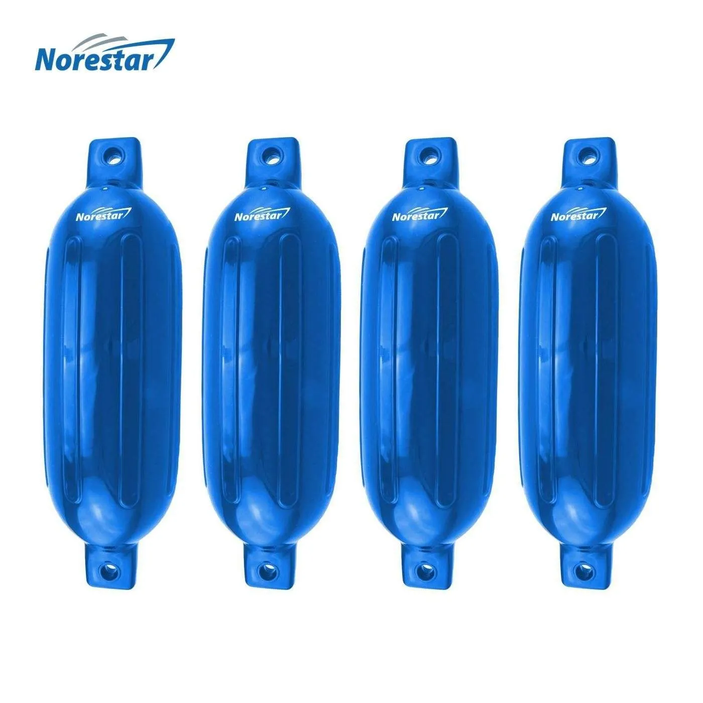 Four-Pack Double-Eye Ribbed Boat Fenders, Deflated