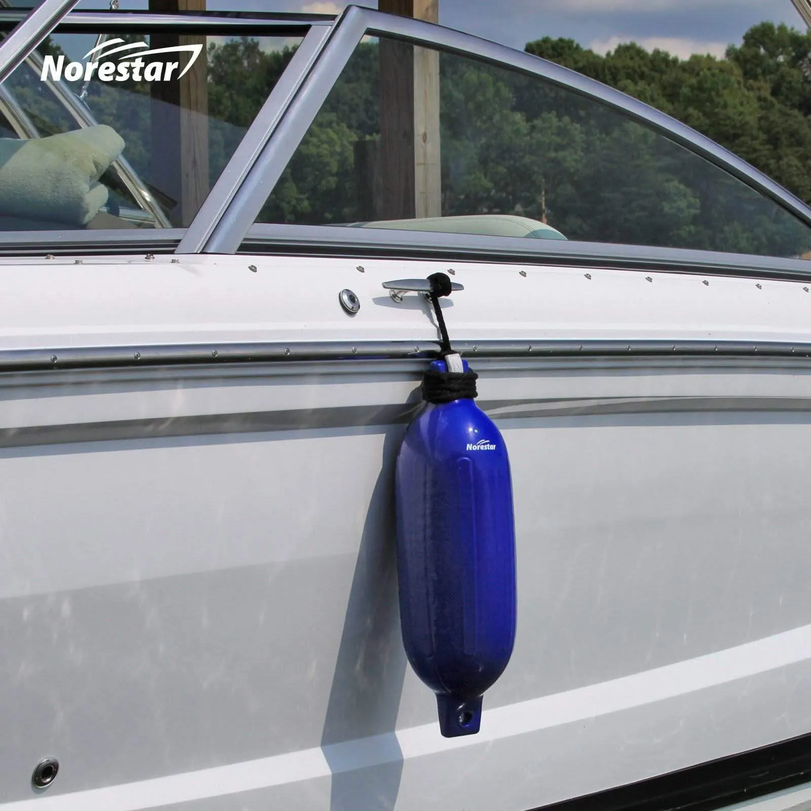 Four-Pack Double-Eye Ribbed Boat Fenders, Deflated