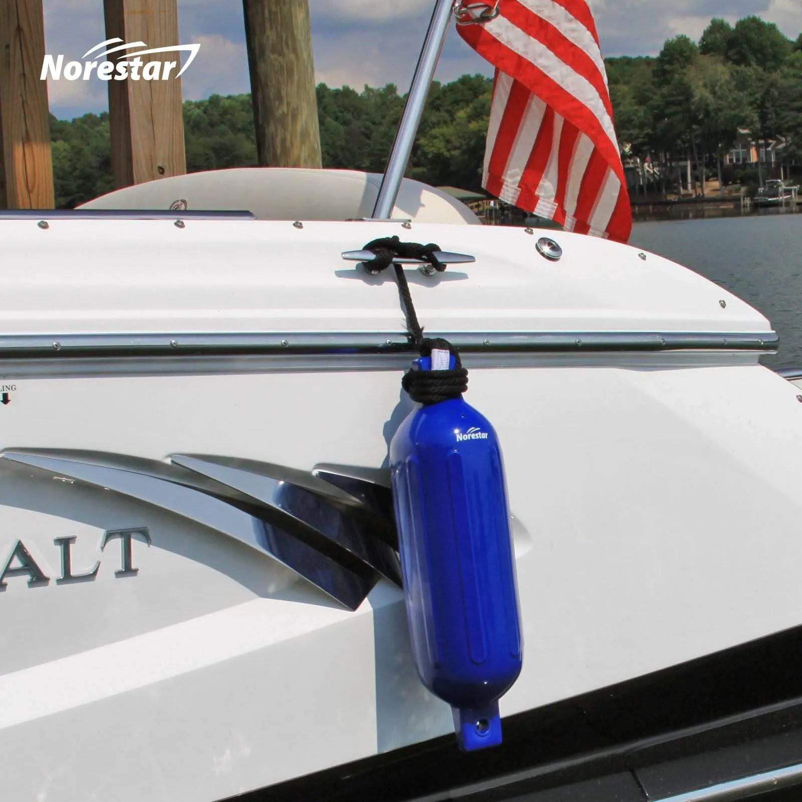 Four-Pack Double-Eye Ribbed Boat Fenders, Deflated