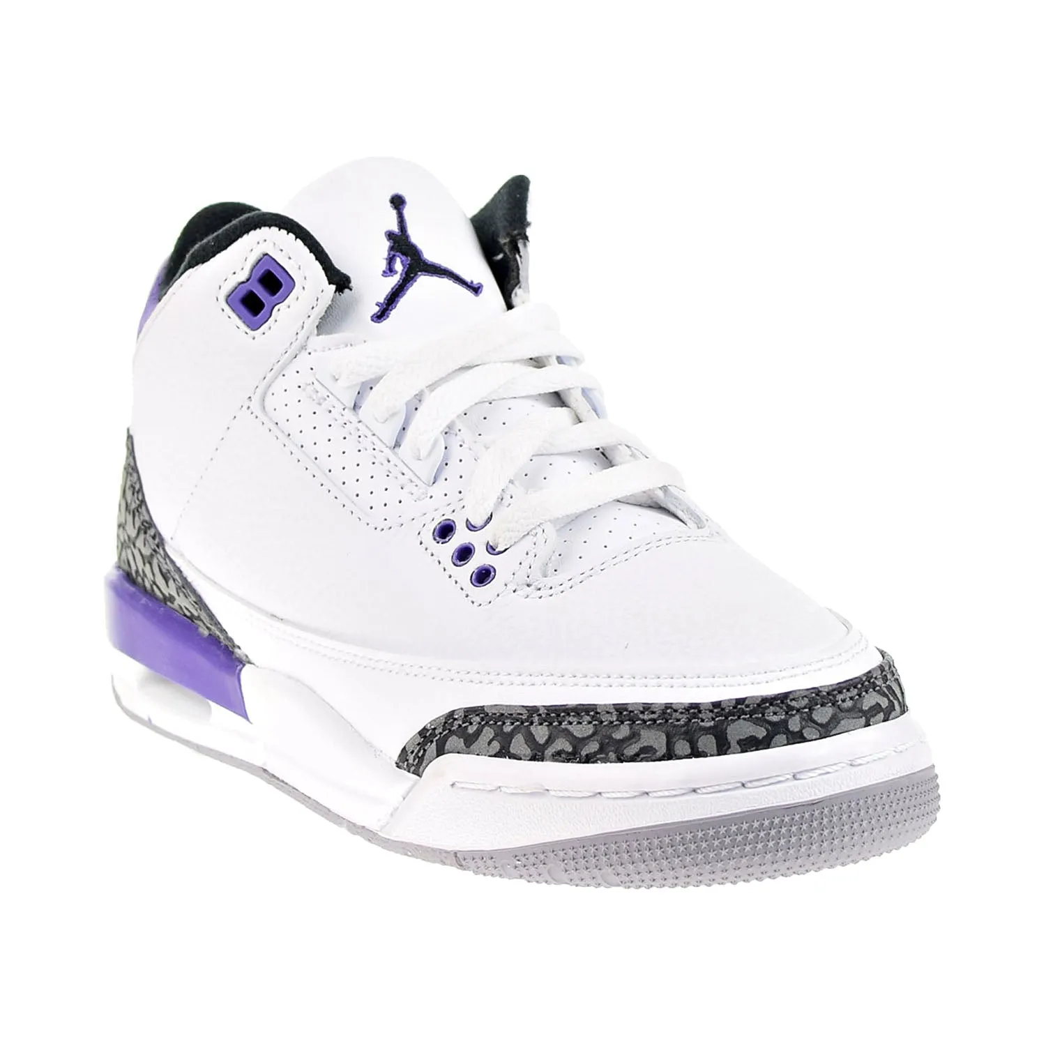 Jordan 3 Retro GS) Big Kids' Shoes White-Black-Dark Iris