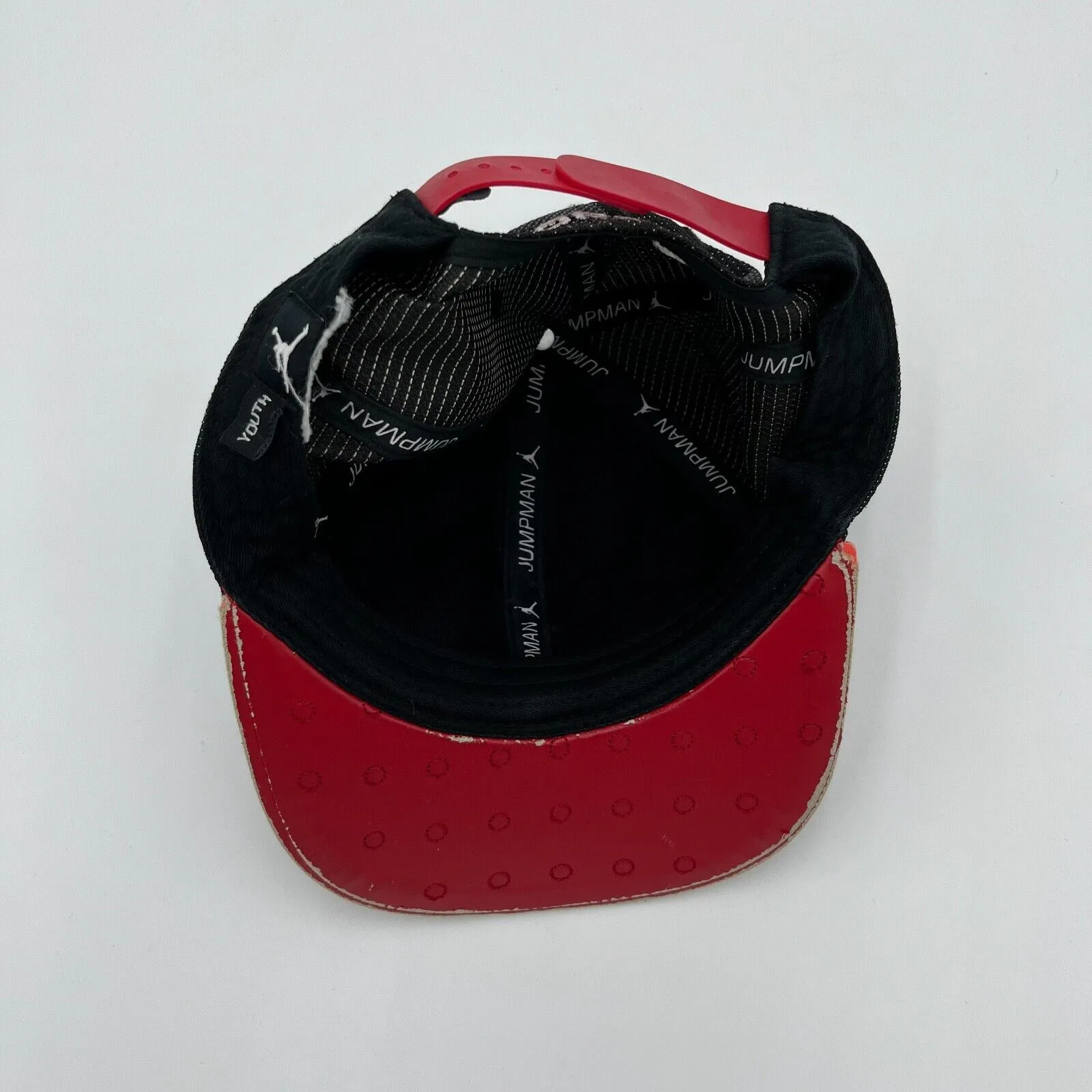 Jordan Youth Snapback Adjustable Black Hat/Cap Red Jordan Logo & Inside Lining