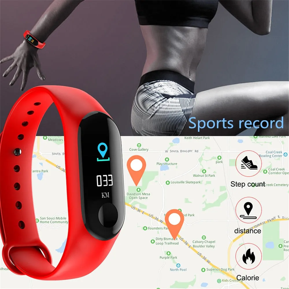 M3 Plus Smart Band Bluetooth Sports Fitness Tracker Smart Bracelet Healthy Sleep Blood Pressure Heart Rate Monitor PK Mi Band 3