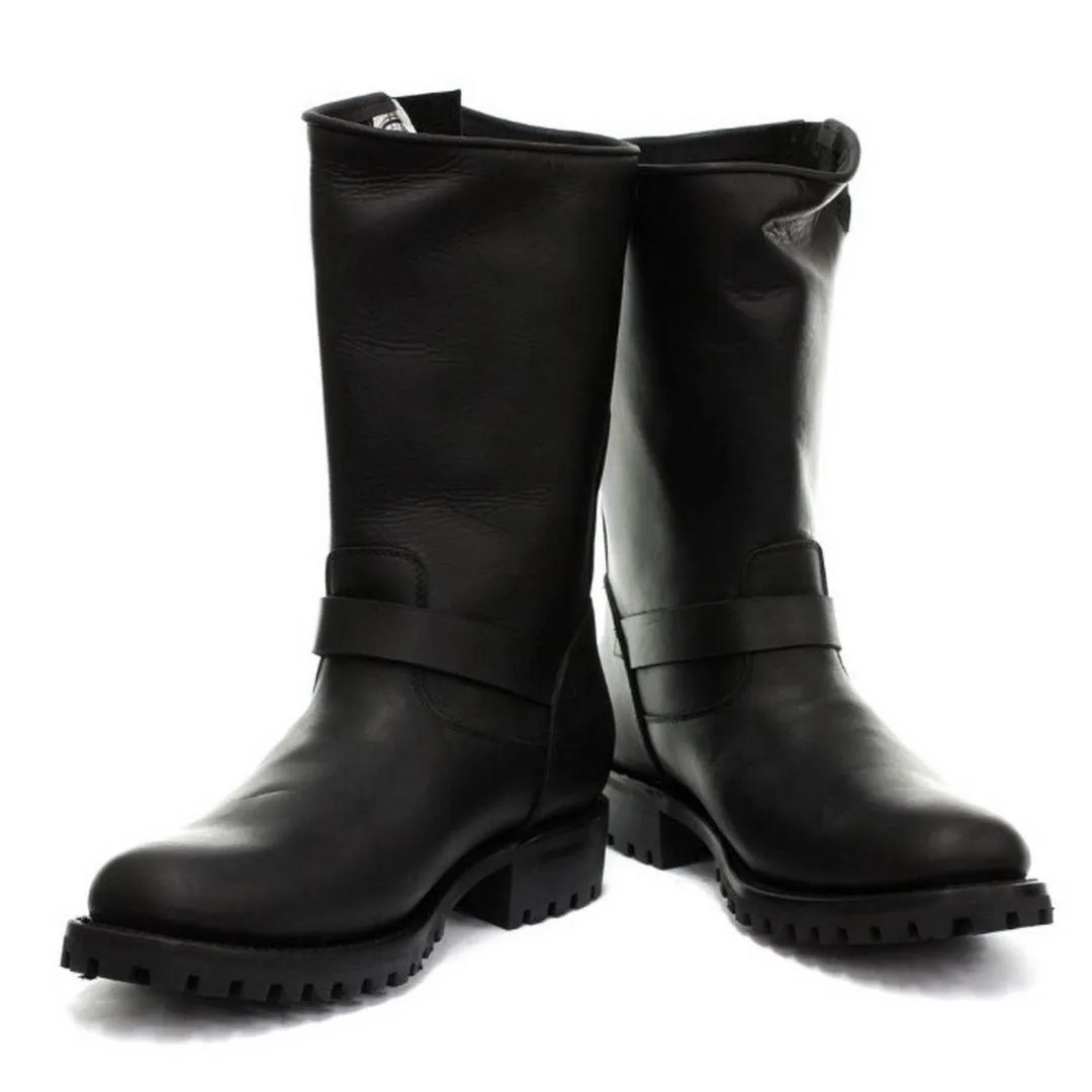 Mens Real Leather Military Hi Boots Black Ginders Wild One Punk Rock Goth