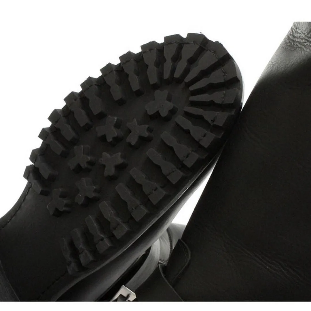 Mens Real Leather Military Hi Boots Black Ginders Wild One Punk Rock Goth