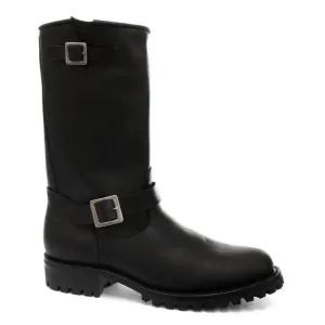Mens Real Leather Military Hi Boots Black Ginders Wild One Punk Rock Goth