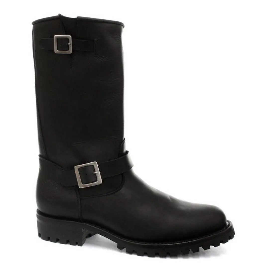 Mens Real Leather Military Hi Boots Black Ginders Wild One Punk Rock Goth