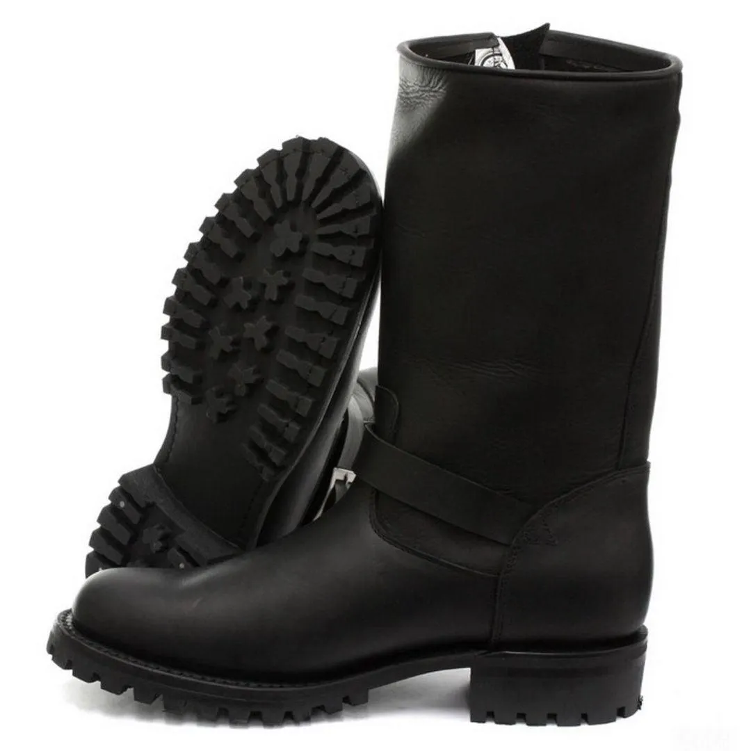 Mens Real Leather Military Hi Boots Black Ginders Wild One Punk Rock Goth
