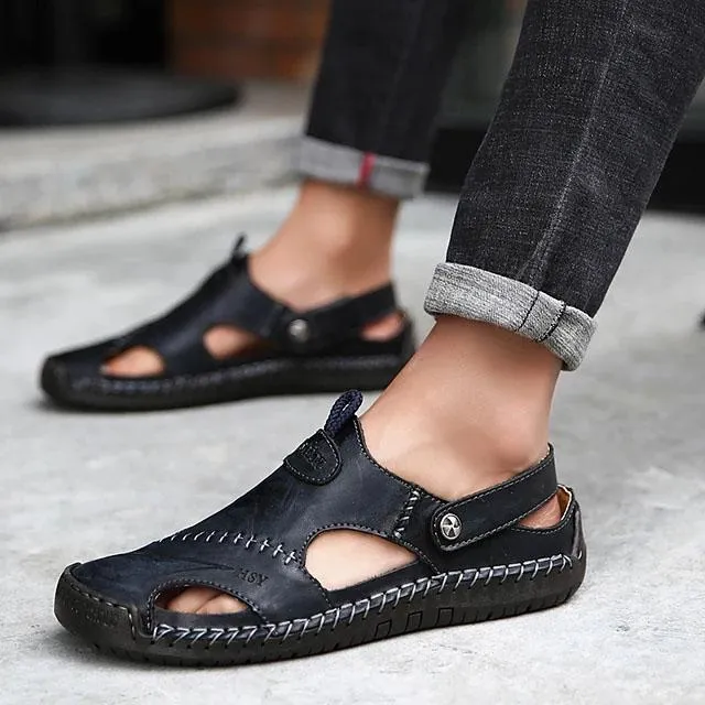 Men's Sandals Cowhide Breathable Casual Beach Walking Shoes