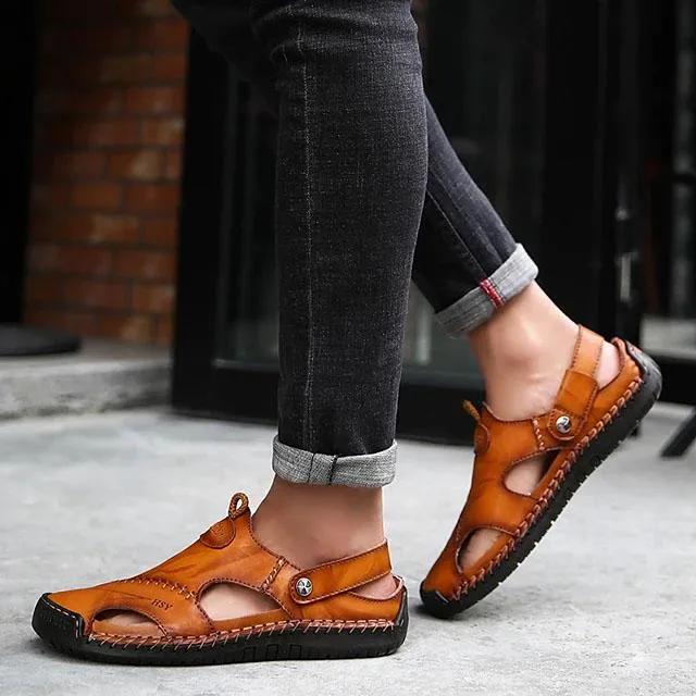Men's Sandals Cowhide Breathable Casual Beach Walking Shoes