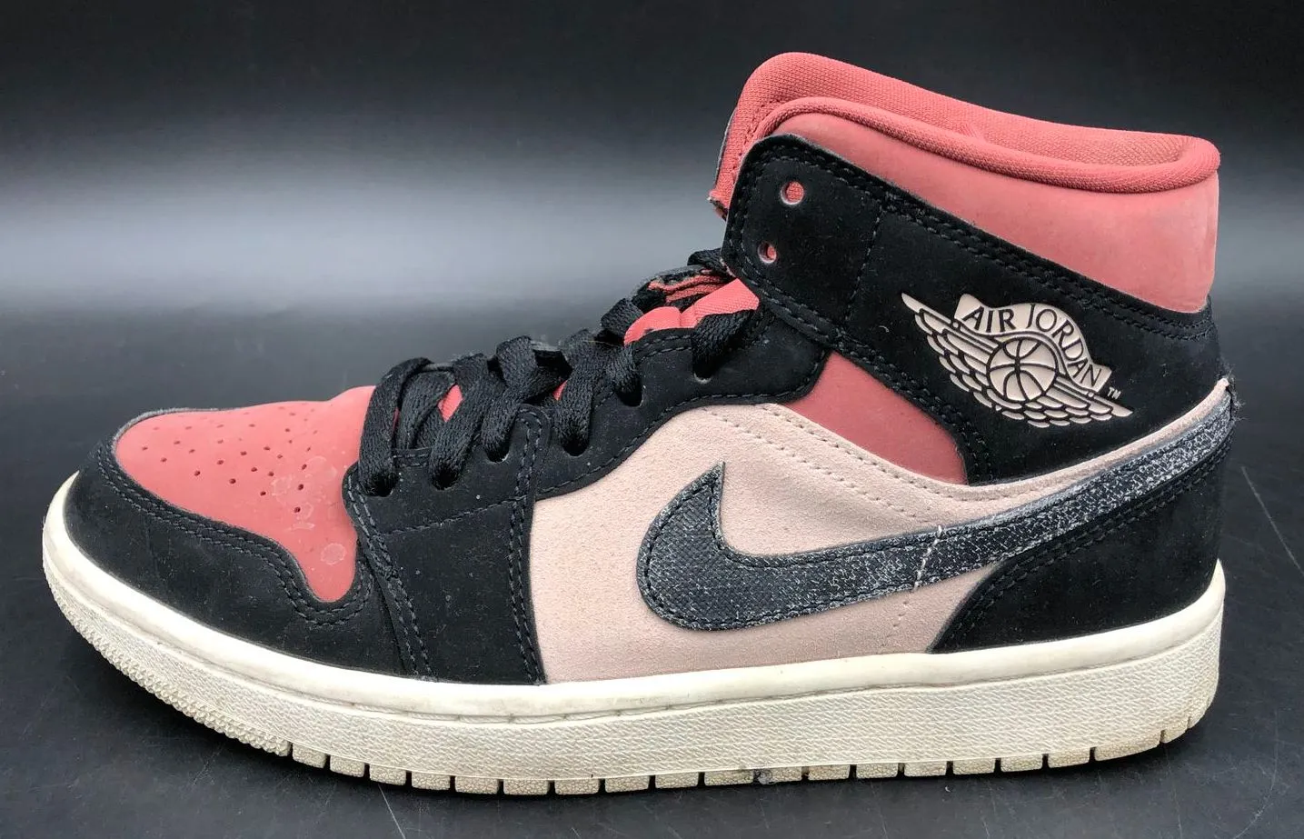 Nike Jordan 1 Mid 'Canyon Rust' Women's Black/Red/Pink Sneakers - Sz 7.5 ( COA)