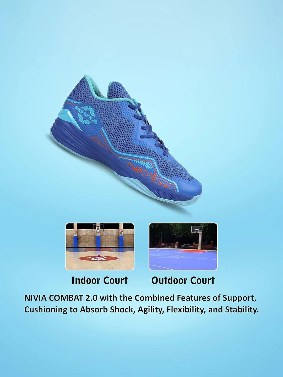 Nivia Warrior 2.0 Basketball Shoe/Soft Cushion Eva Inner Insole Better Fit/Smooth, Comfortable Shoes (R.Blue)