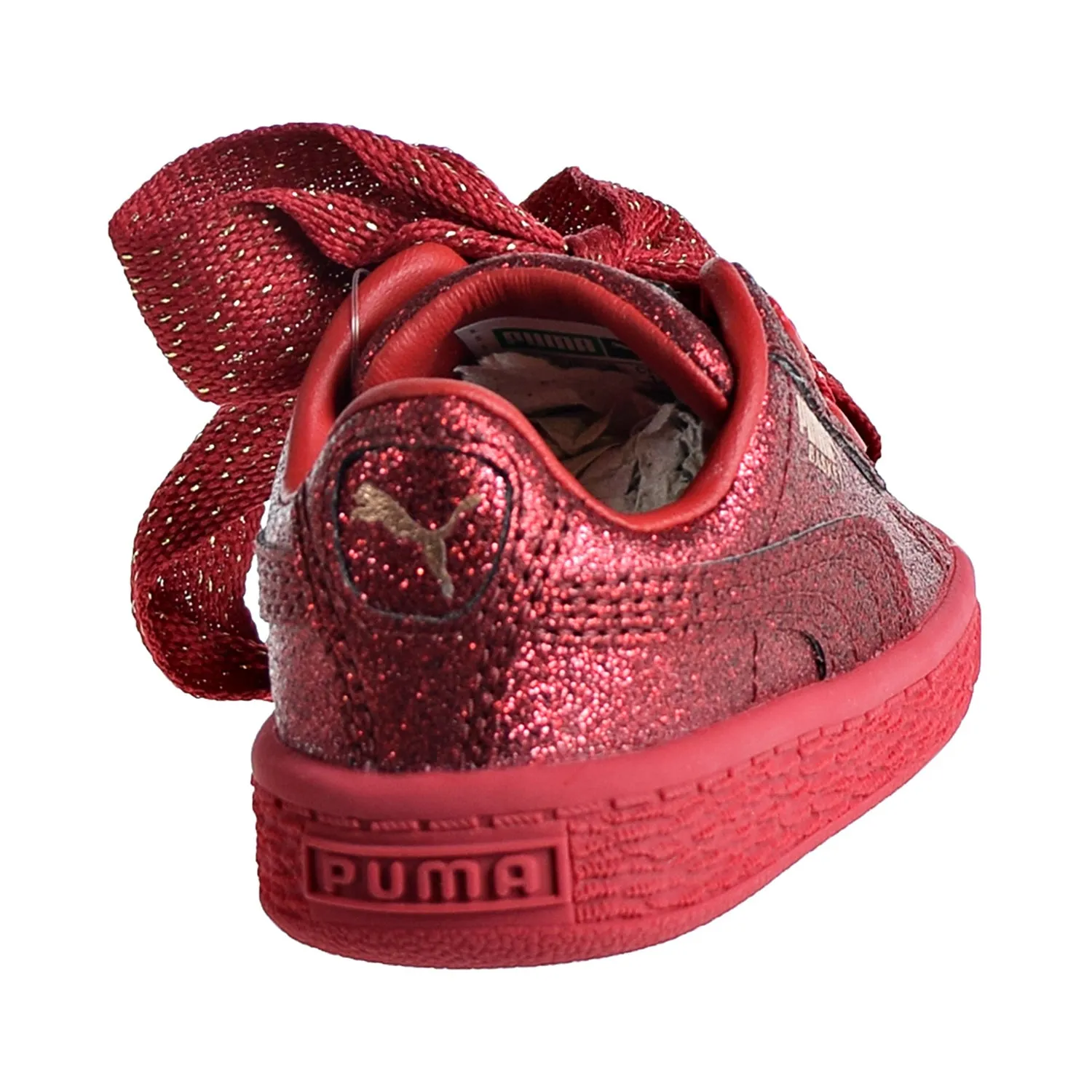 Puma Basket Heart Holiday Glamour Toddler's Shoes Ribbon Red/Rose Gold