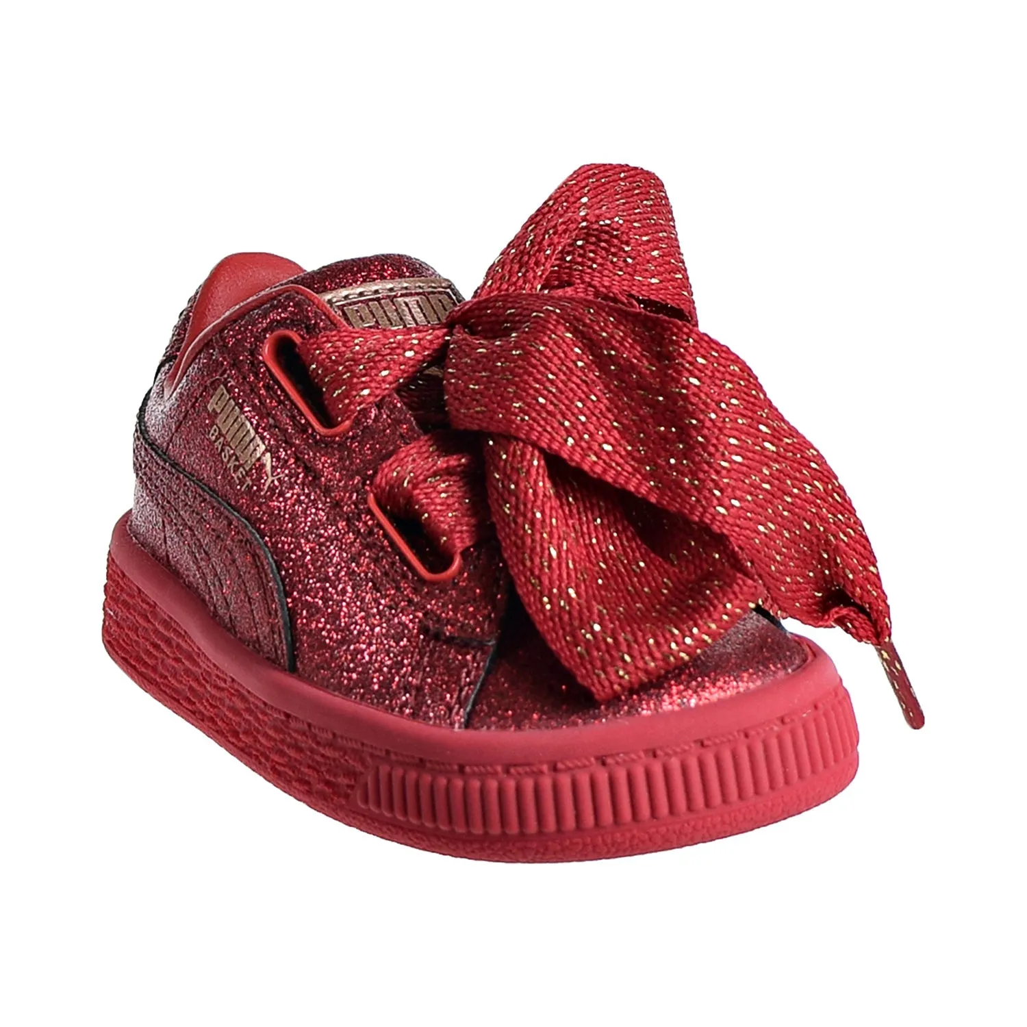 Puma Basket Heart Holiday Glamour Toddler's Shoes Ribbon Red/Rose Gold