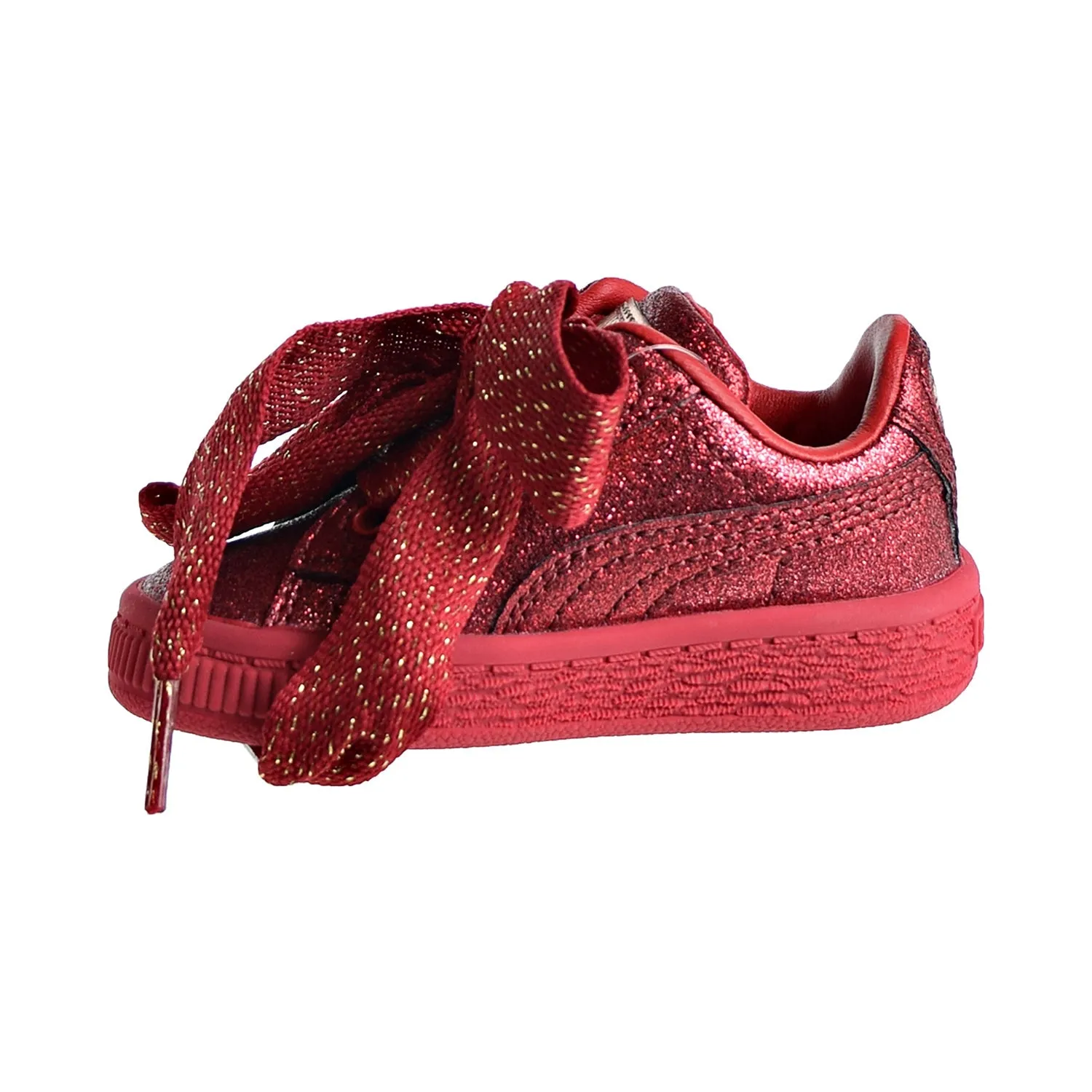 Puma Basket Heart Holiday Glamour Toddler's Shoes Ribbon Red/Rose Gold