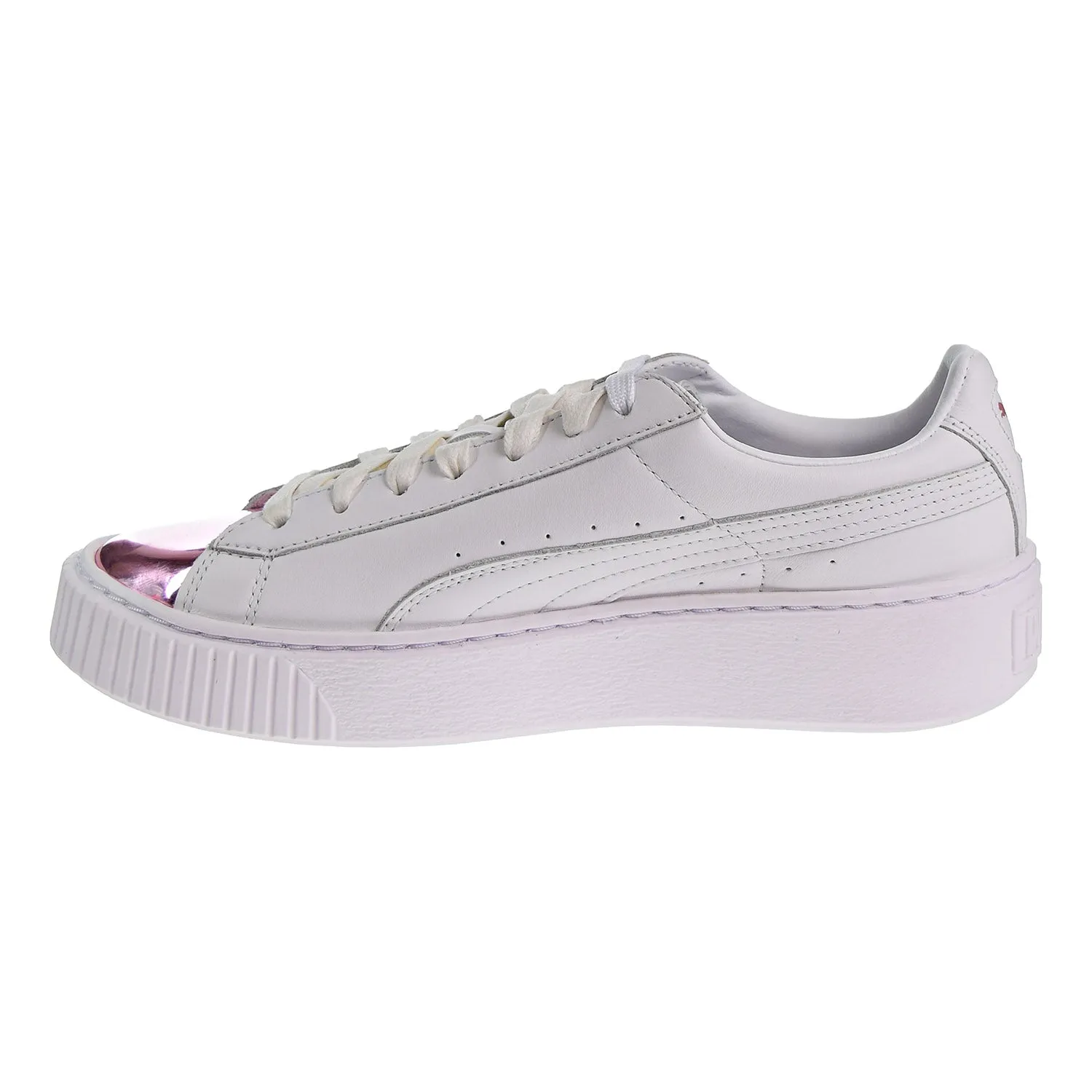 Puma Basket Platform Metallic Women's Shoes White/Lilac Snow