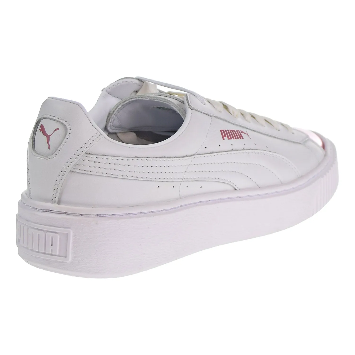 Puma Basket Platform Metallic Women's Shoes White/Lilac Snow