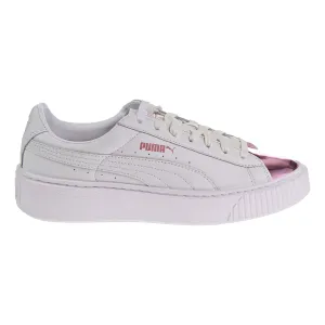 Puma Basket Platform Metallic Women's Shoes White/Lilac Snow