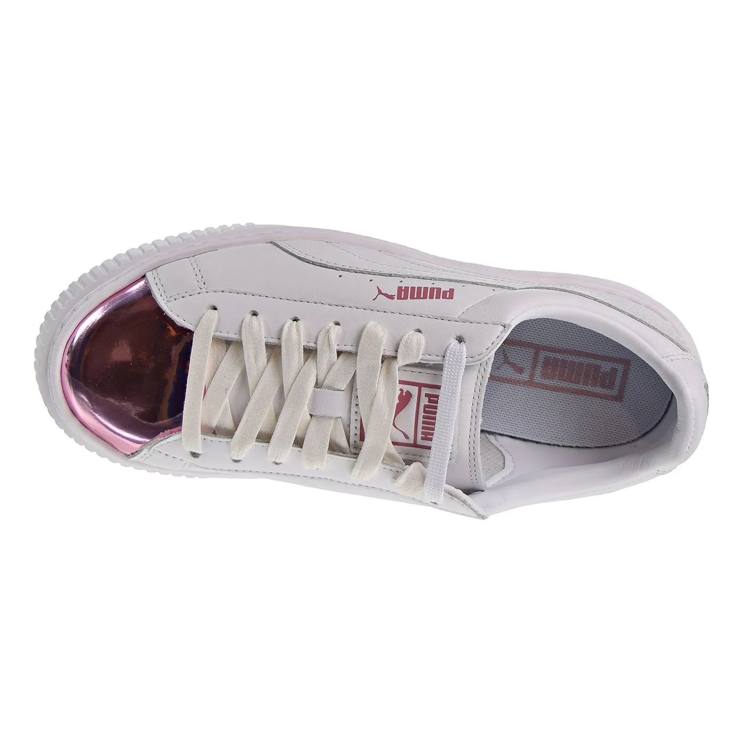 Puma Basket Platform Metallic Women's Shoes White/Lilac Snow