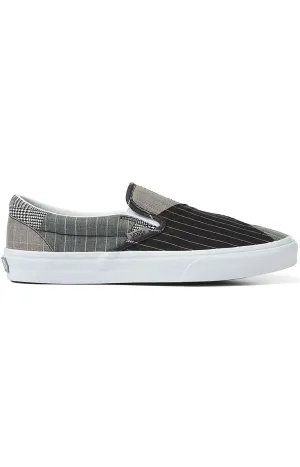 (Q4Nhmu) Classic Slip On Patchwork Shoes   Conference Call Suiting Grey