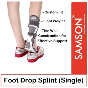 Samson Foot Drop Splint - (Custom Fit, Light Weight, Thin Wall Construction for Effective Support) (For Men & Women)