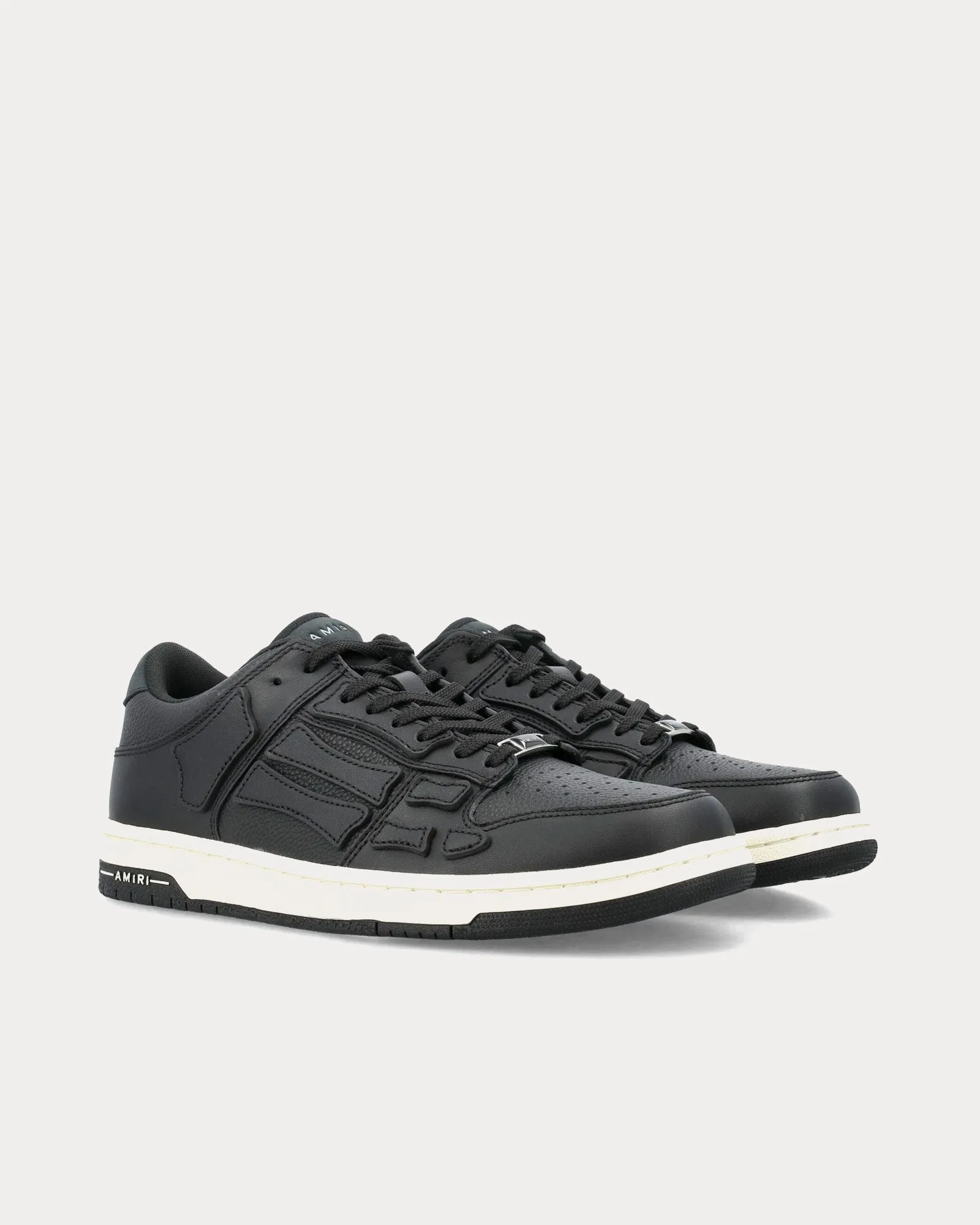 Skel-Top Leather Black Low Top Sneakers