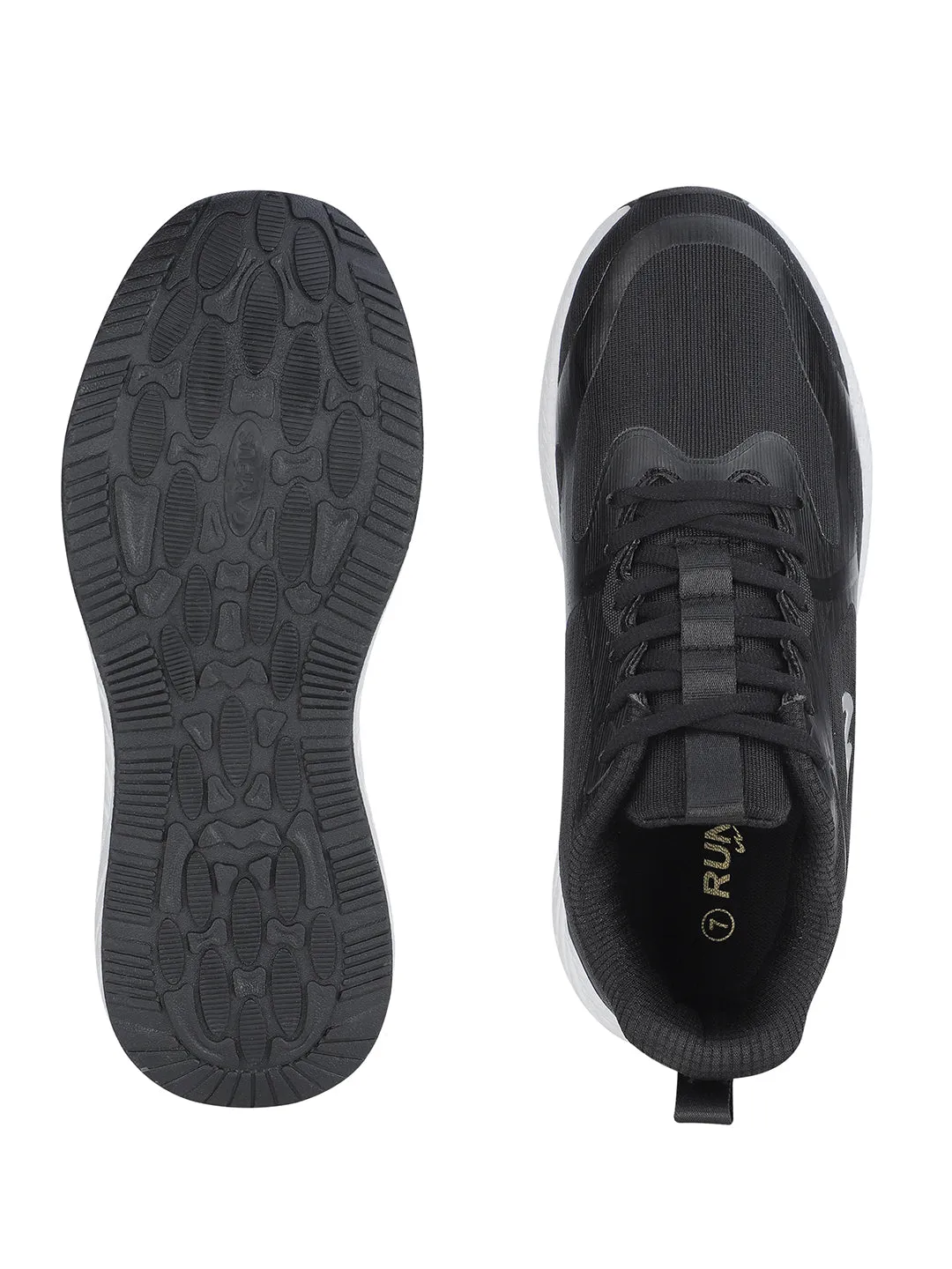 SNUG Black Men's Sports Shoes