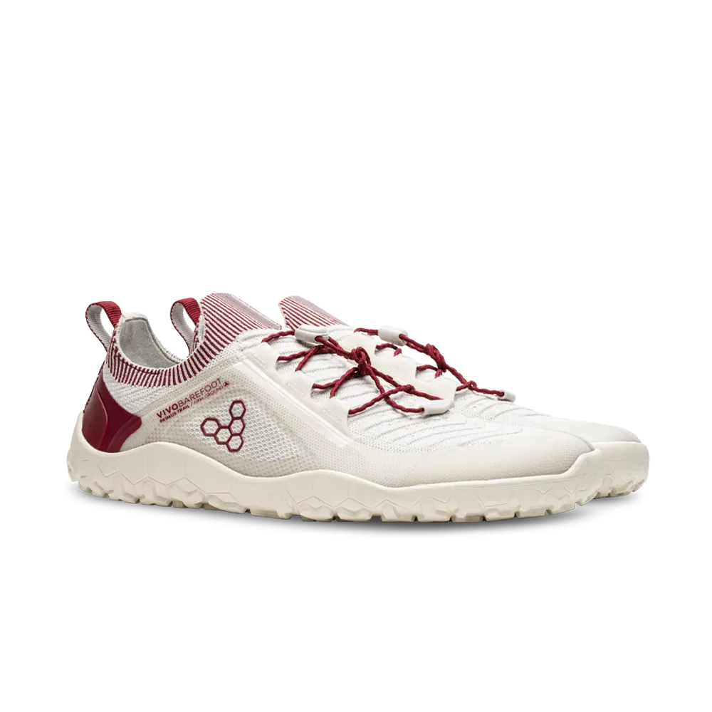 Vivobarefoot Primus Trail Knit FG Womens Limestone/Red Rumba