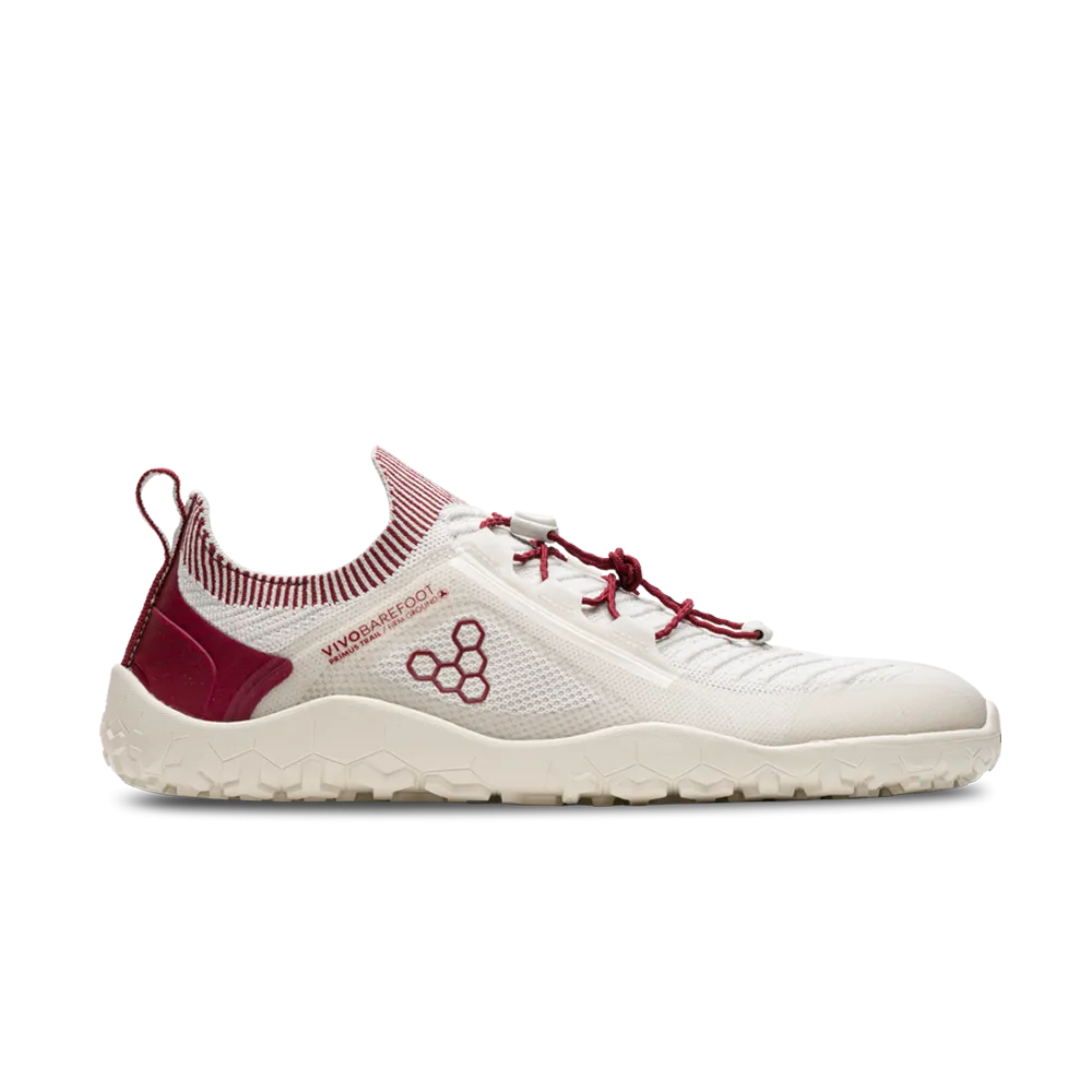 Vivobarefoot Primus Trail Knit FG Womens Limestone/Red Rumba