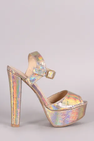 Wild Diva Lounge Iridescent Snake Chunky Heel