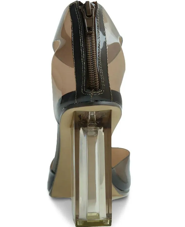 Wild Pair Women's Ankle Strap Pointed Toe Pumps Shoes Mocha Vinyl