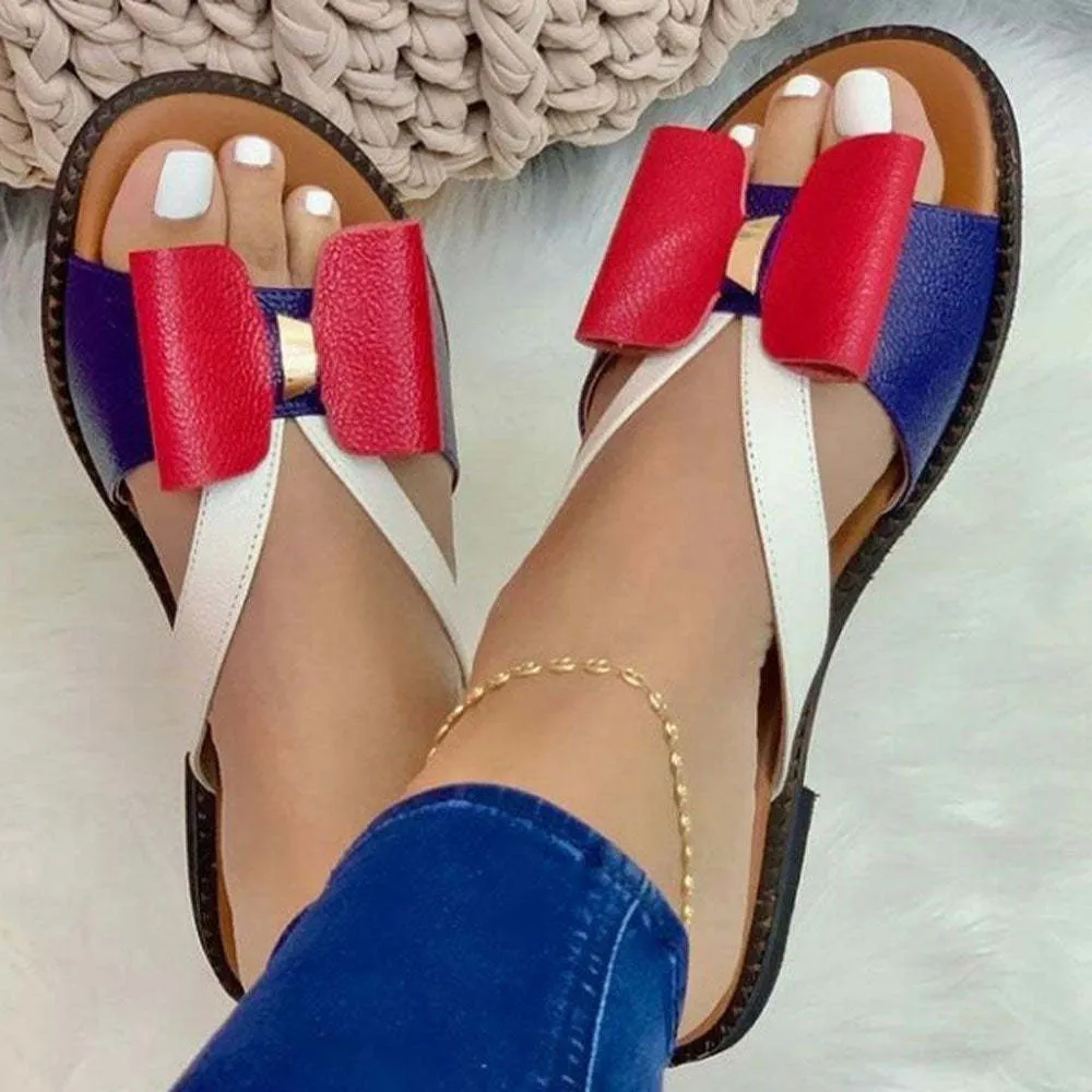 Women Casual Cute Bow Tie Flat Sandals